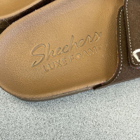 NWOB Skechers Luxe Foam Women's Size 7 Brown Slide Sandals - Picture 4 of 7